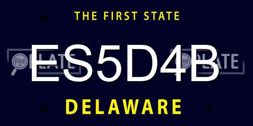 ES5D4B Delaware License Plate
