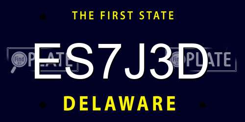 ES7J3D Delaware License Plate