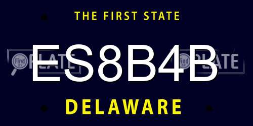 ES8B4B Delaware License Plate