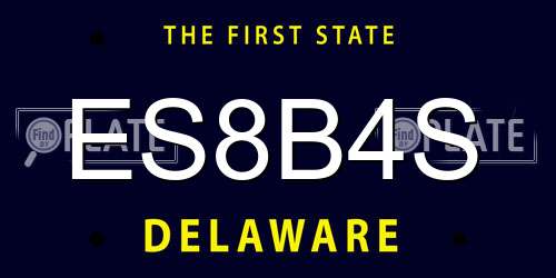 ES8B4S Delaware License Plate