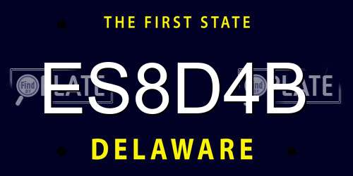 ES8D4B Delaware License Plate