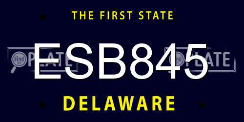 ESB845 Delaware License Plate