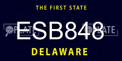 ESB848 Delaware License Plate