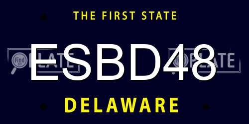 ESBD48 Delaware License Plate