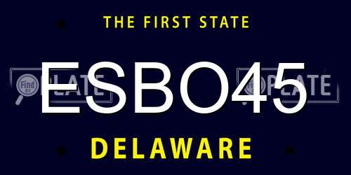 ESBO45 Delaware License Plate