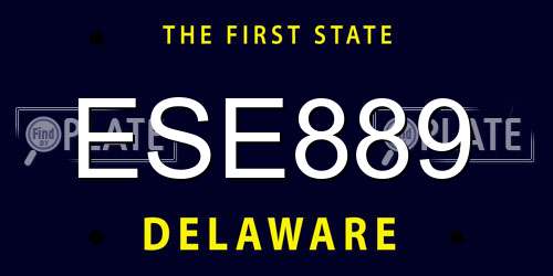 ESE889 Delaware License Plate