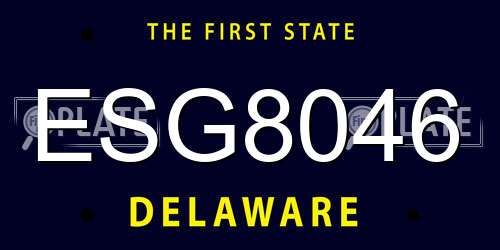 ESG8046 Delaware License Plate