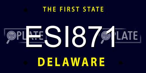 ESI871 Delaware License Plate