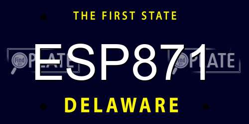 ESP871 Delaware License Plate