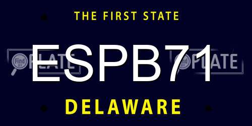 ESPB71 Delaware License Plate