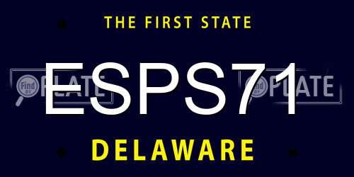 ESPS71 Delaware License Plate