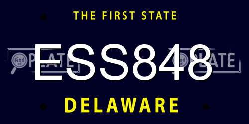 ESS848 Delaware License Plate
