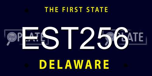 EST256 Delaware License Plate