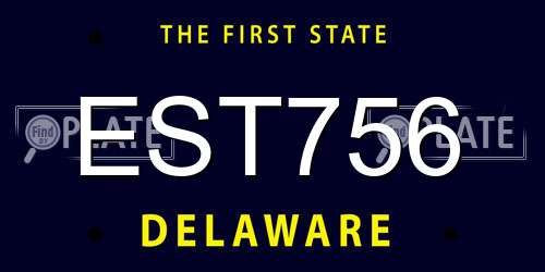 EST756 Delaware License Plate