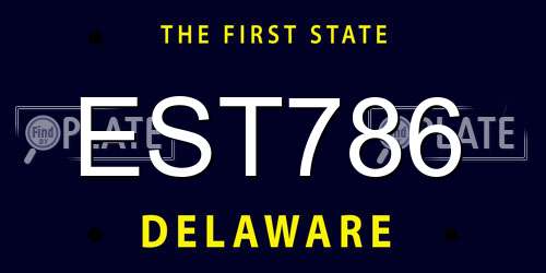 EST786 Delaware License Plate