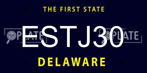 ESTJ30 Delaware License Plate