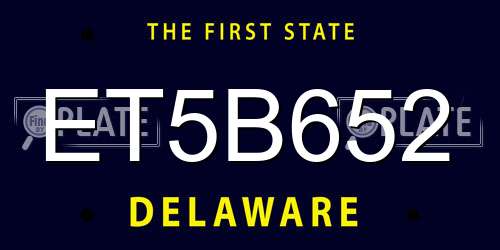 ET5B652 Delaware License Plate