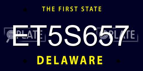 ET5S657 Delaware License Plate