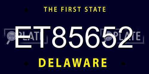 ET85652 Delaware License Plate