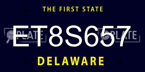 ET8S657 Delaware License Plate