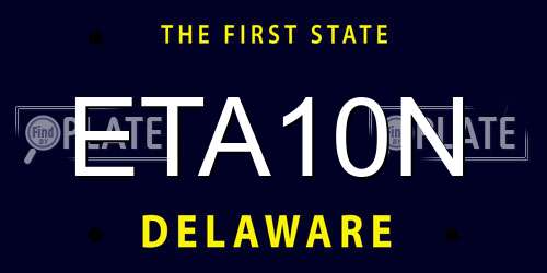 ETA10N Delaware License Plate