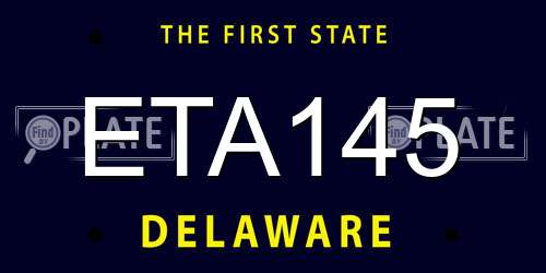 ETA145 Delaware License Plate