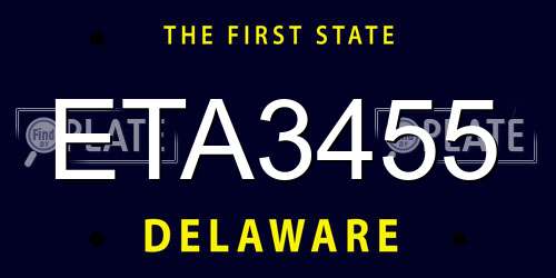 ETA3455 Delaware License Plate
