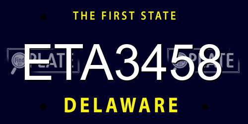ETA3458 Delaware License Plate