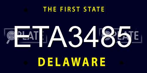 ETA3485 Delaware License Plate