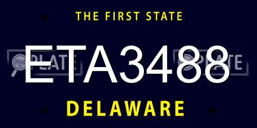 ETA3488 Delaware License Plate