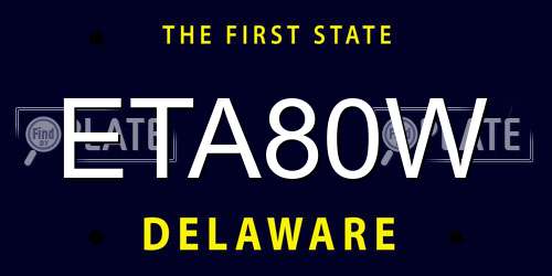ETA80W Delaware License Plate