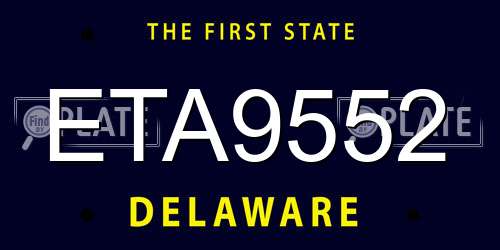 ETA9552 Delaware License Plate