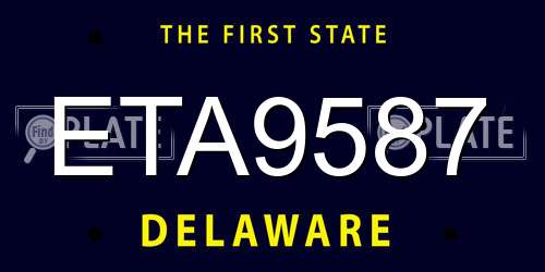 ETA9587 Delaware License Plate