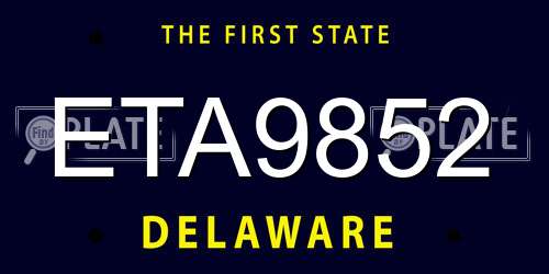 ETA9852 Delaware License Plate