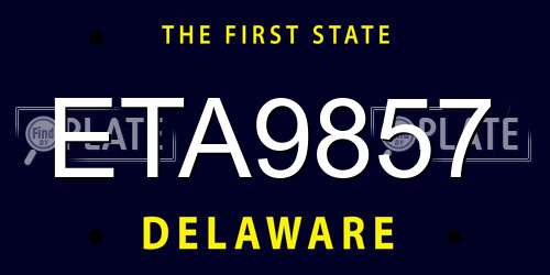 ETA9857 Delaware License Plate
