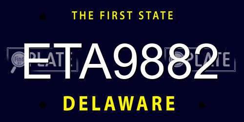 ETA9882 Delaware License Plate