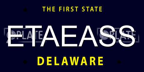 ETAEASS Delaware License Plate