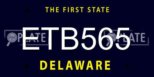 ETB565 Delaware License Plate