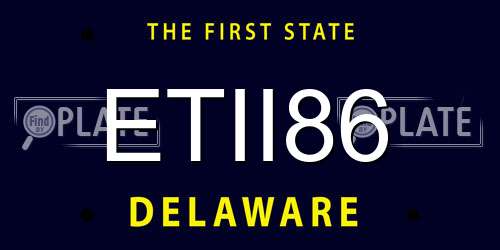 ETII86 Delaware License Plate