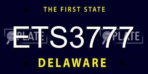 ETS3777 Delaware License Plate