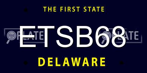 ETSB68 Delaware License Plate