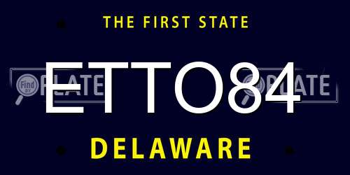 ETTO84 Delaware License Plate
