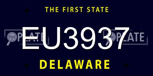 EU3937 Delaware License Plate