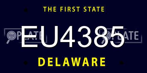 EU4385 Delaware License Plate