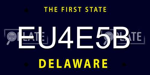 EU4E5B Delaware License Plate