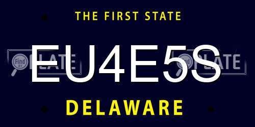 EU4E5S Delaware License Plate