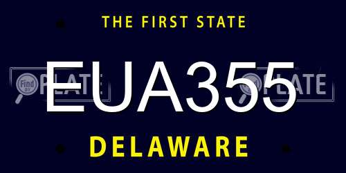 EUA355 Delaware License Plate