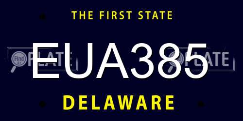 EUA385 Delaware License Plate