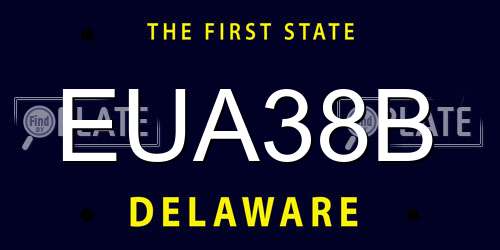 EUA38B Delaware License Plate