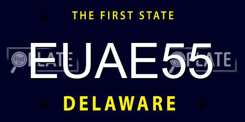 EUAE55 Delaware License Plate